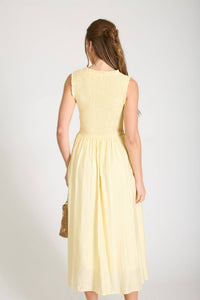 Charlotte Sweetheart Midi Dress: Butter Yellow