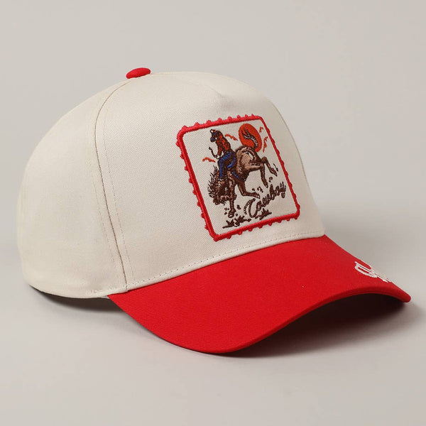Cowboy Stamp Trucker Hat – Howdy Western Embroidered Two Tone Snapback Cap