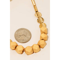 Chunky Wood And Metallic Beaded Necklace: Gold