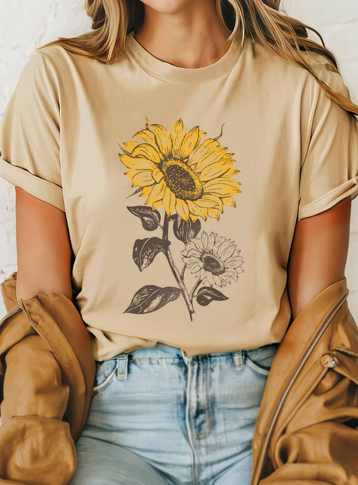 SUNFLOWER GRAPHIC TSHIRTS: NATURAL