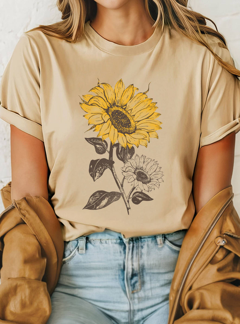 SUNFLOWER GRAPHIC TSHIRTS: NATURAL