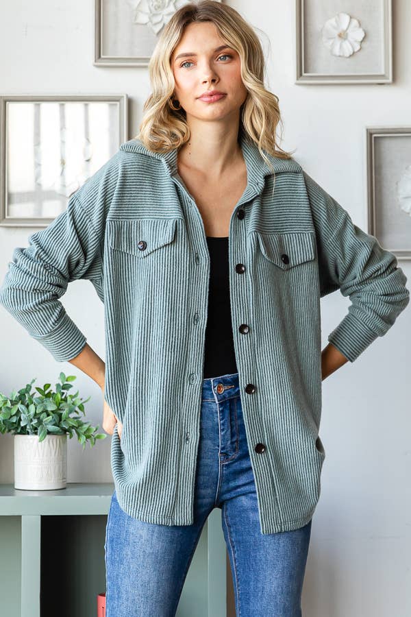 Tara Soft and Cozy Brushed Ribbed Shacket