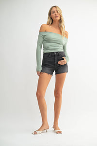 Just USA Tahoe Washed Black High Rise Shorts