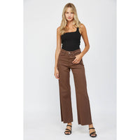 Mica Denim "Lorelai" Super High Rise Wide Leg Jeans – Chocolate Brown