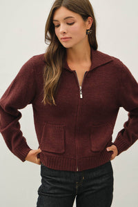 Zip It Up Knit Cardigan: Chocolate