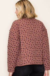 Eloise Ditsy Floral Quilted Jacket – Button Front Cotton Layer with Pockets