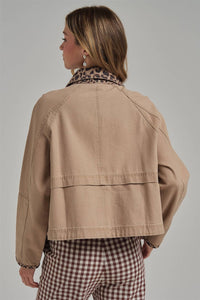 Just a Little Wild Barn Jacket: Taupe/ Leopard