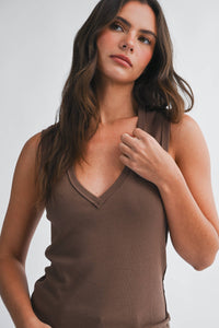 Sadie Ribbed V-Neck Tank