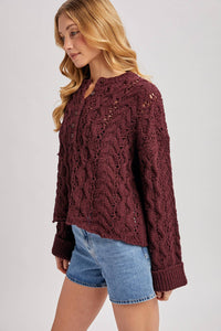 Worth the Wait Henley Sweater: Maroon