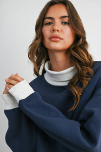 The Fireside Contrast Turtleneck Oversized Sweatshirt