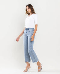 Vervet By Flying Monkey High Rise Distressed Crop Dad Jeans: Light Wash