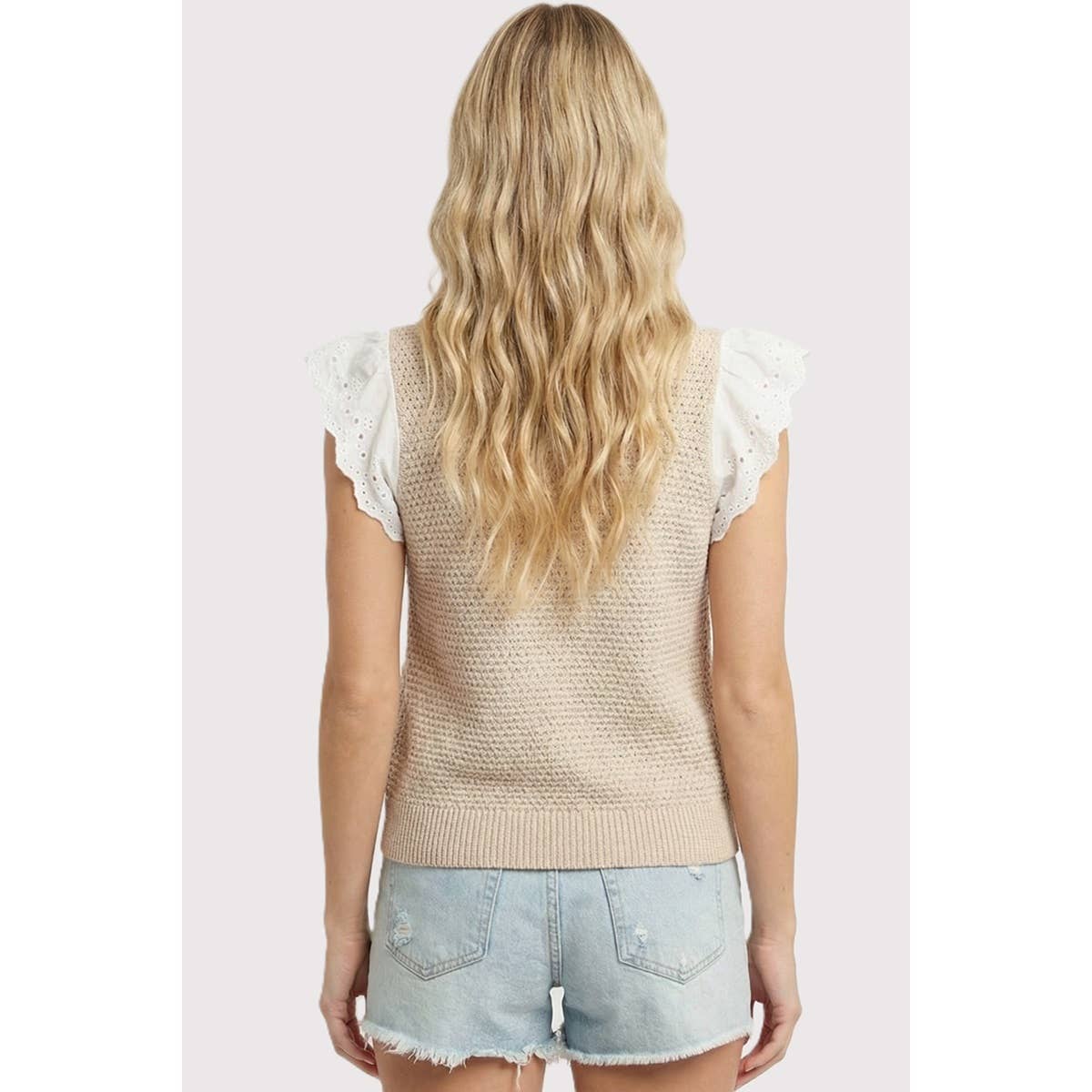 The Emilia Scallop Knit Sweater: Natural