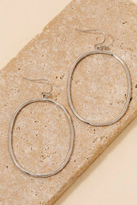 Hammered Metallic Oval Dangle Earrings