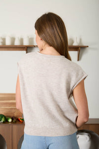 Rowan Sleeveless Sweater Cardigan: Khaki