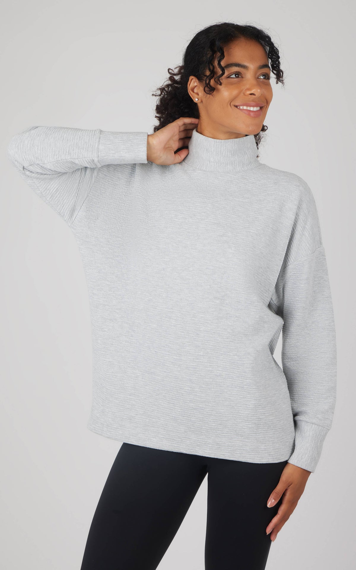 The Elara Cozy Quilted Funnel Neck Tunic – Brushed Knit Pullover