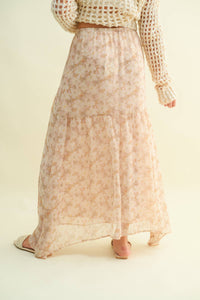 The Magnolia Meadow Maxi Skirt: Beige