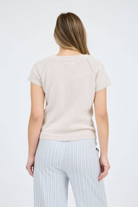 Raya V-Neck Short Sleeve Lightweight Sweater Top – Casual Summer Knit Pullover