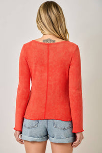 61364 Washed Thermal Essential Top: Green Apple / Small