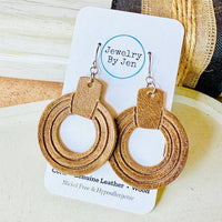 Laramie Leather Hoop Earrings – Western Boho Circle Drop Jewelry, Nickel-Free & Hypoallergenic