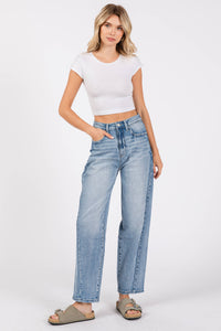 Jolene High Rise Barrel Jeans – Light Wash Comfort Denim with Side Seam Detail
