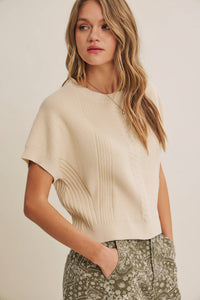 Easy Days Cable Knit Sweater Top: Sandstone