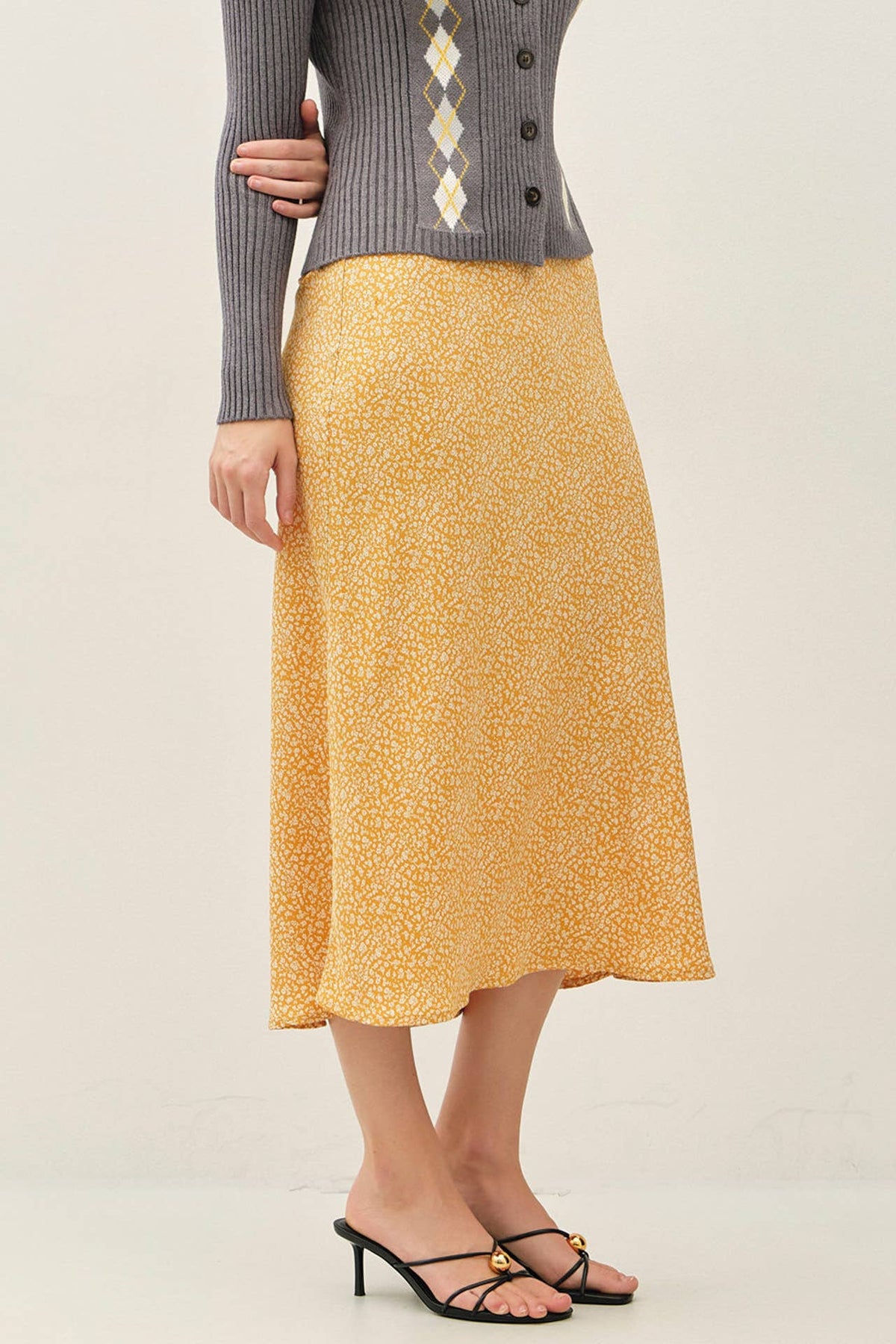 The Vivienne Mixed Print Midi Skirt – Floral & Leopard Retro Feminine Skirt