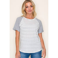 Maddie Ivory & Black Dotted Knit Top | Casual Round Neck Tee