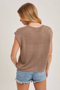 Calista Open Knit Short Sleeve Top