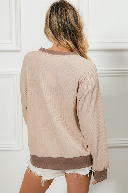 Sutton Thermal Pullover: Mocha/ Oatmeal