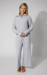 Lottie Rib Knit Wide Leg Pants – Soft Lounge Knit Bottoms (Bottom Only)