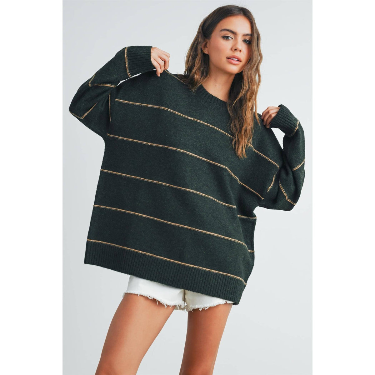 The Sunday Stroll Contrast Stripe Oversized Sweater