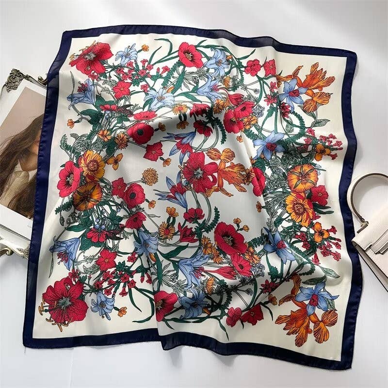 The Willow Floral Bandana Scarf – Large Flower Print Headband Neck Scarf