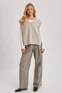 The Marlowe V-Neck Sweater Vest – Women’s Knit Layering Top, Classic Ribbed Trim, Neutral Fall Outfit Essential