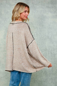 Lanie Color-Stitch Cable Knit Sweater – Oversized Round Neck Pullover | Northern Belle Boutique