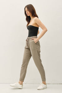 The Lara Lightweight Tencel Jogger – Taupe, Camel & Charcoal