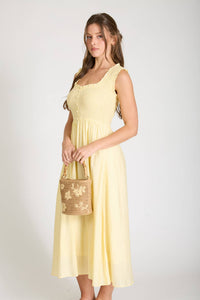 Charlotte Sweetheart Midi Dress: Butter Yellow