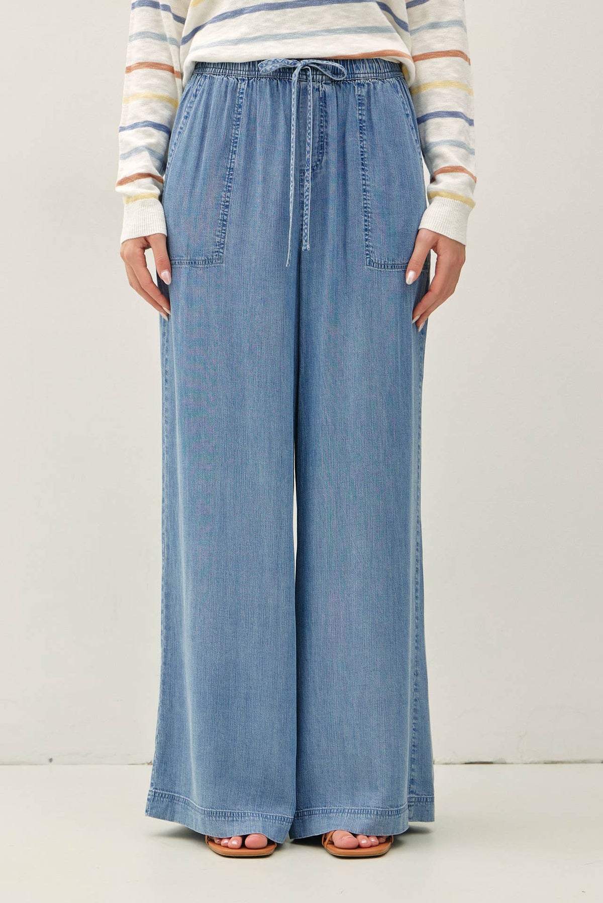 The Camden High Rise Wide Leg Pants – Pull-On Elastic Waist Draped Everyday Trousers for Women