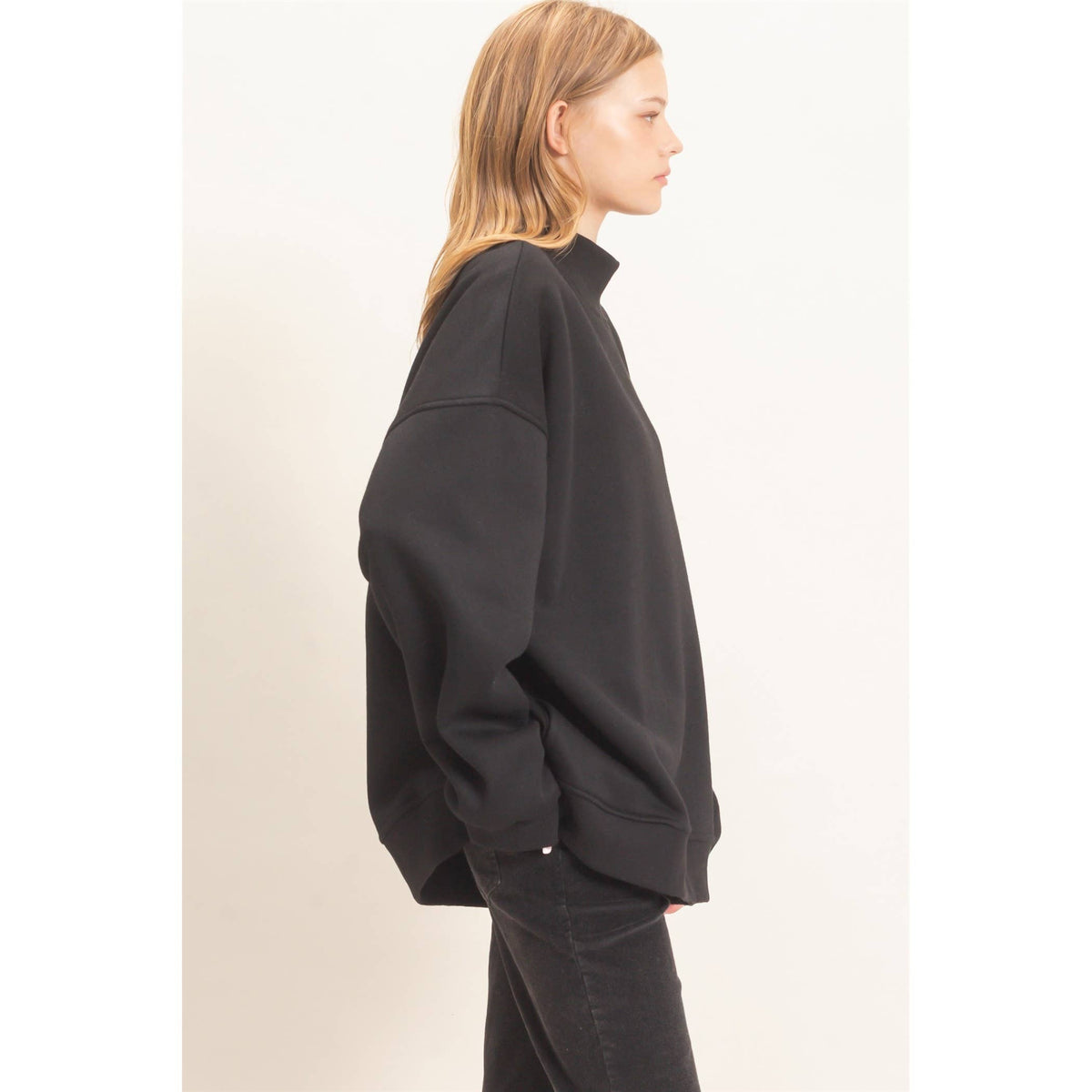 Enzyme Washed Mock Neck Sweatshirt: H.GRAY / S-M-L(2-2-2)