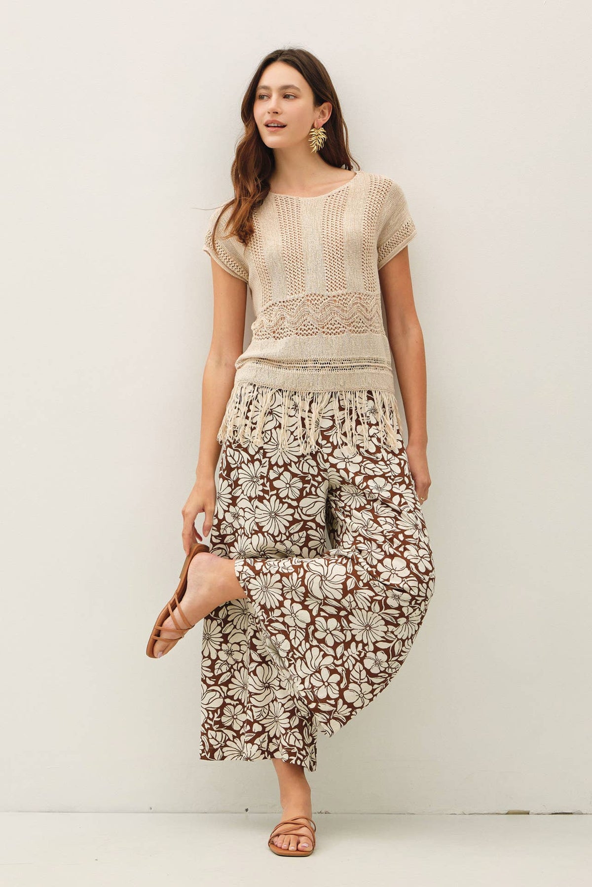 The Bloom Floral Wide Leg Crop Pants – Linen Blend Lightweight Summer Pants