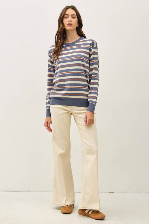The In Between Stripe Sweater: Slate
