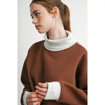 The Fireside Contrast Turtleneck Oversized Sweatshirt