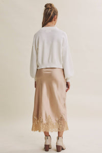 EVERYDAY ESEENTIAL EASY LAYERING BALLOON SLV WAFFLE CARDIGAN: OLIVE / L