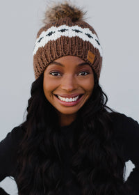 Snow Day Pom Hat: Light Brown