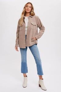 Everly Pines Corduroy Button-Down Shacket –Peacock