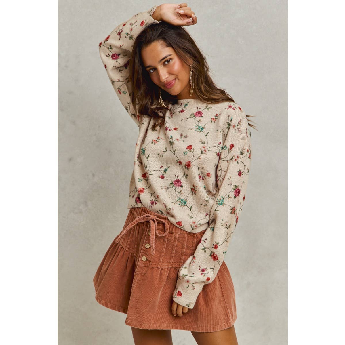 Love Grows Here Floral Sweater: Ivory