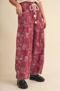 The Jolene Bandana Barrel Pants: Berry Brick