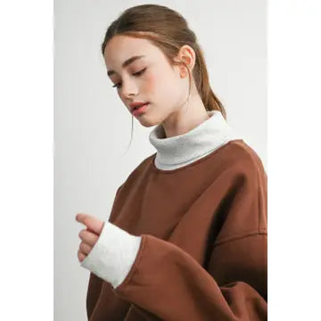 The Fireside Contrast Turtleneck Oversized Sweatshirt