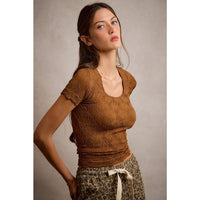 Pressed Petals Seamless Top: Brown