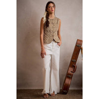 Heirloom Floral Button Vest: Cream/Multi