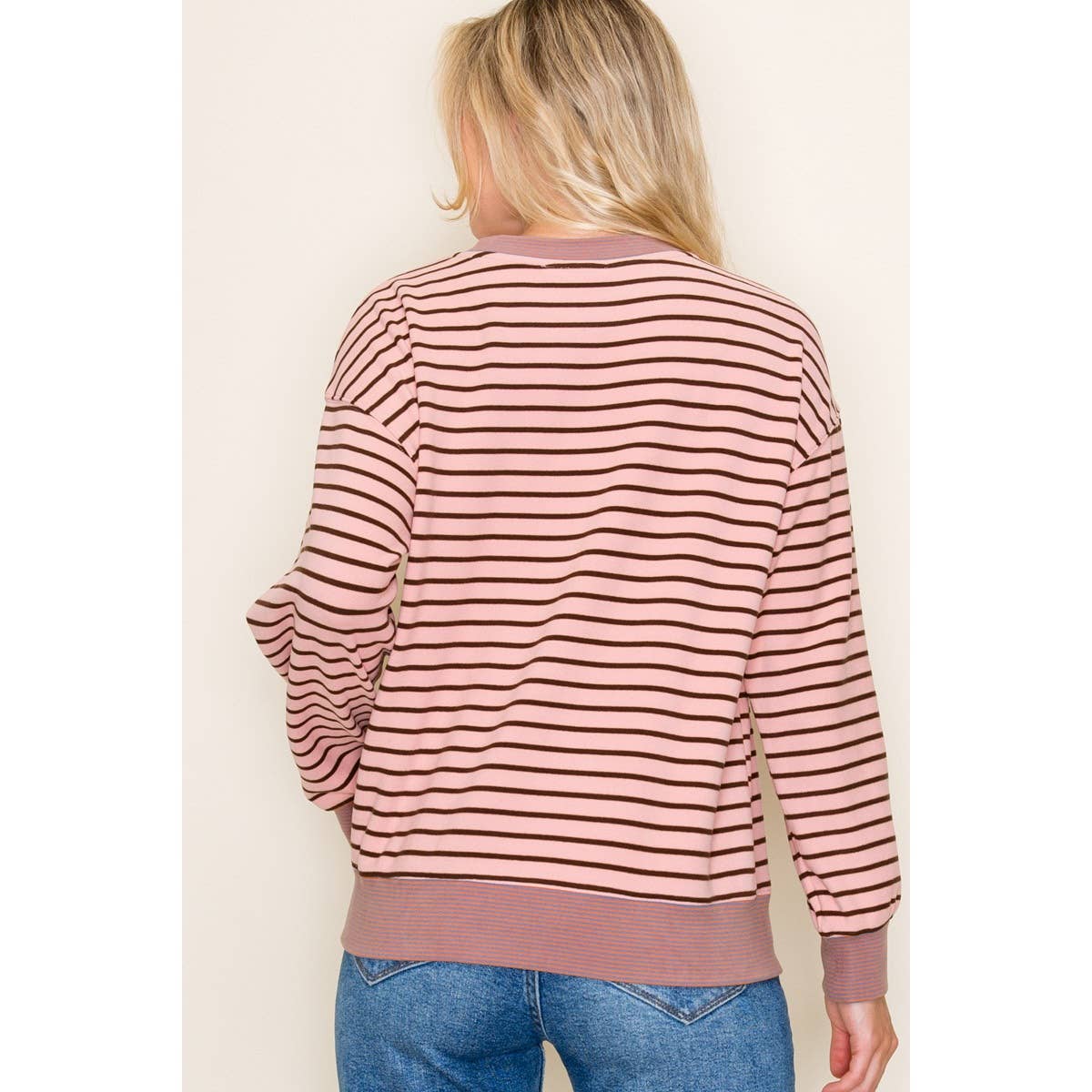 Staccato Sugarplum Striped Pocket Sweatshirt – Brushed Knit Holiday Pullover | Northern Belle Boutique